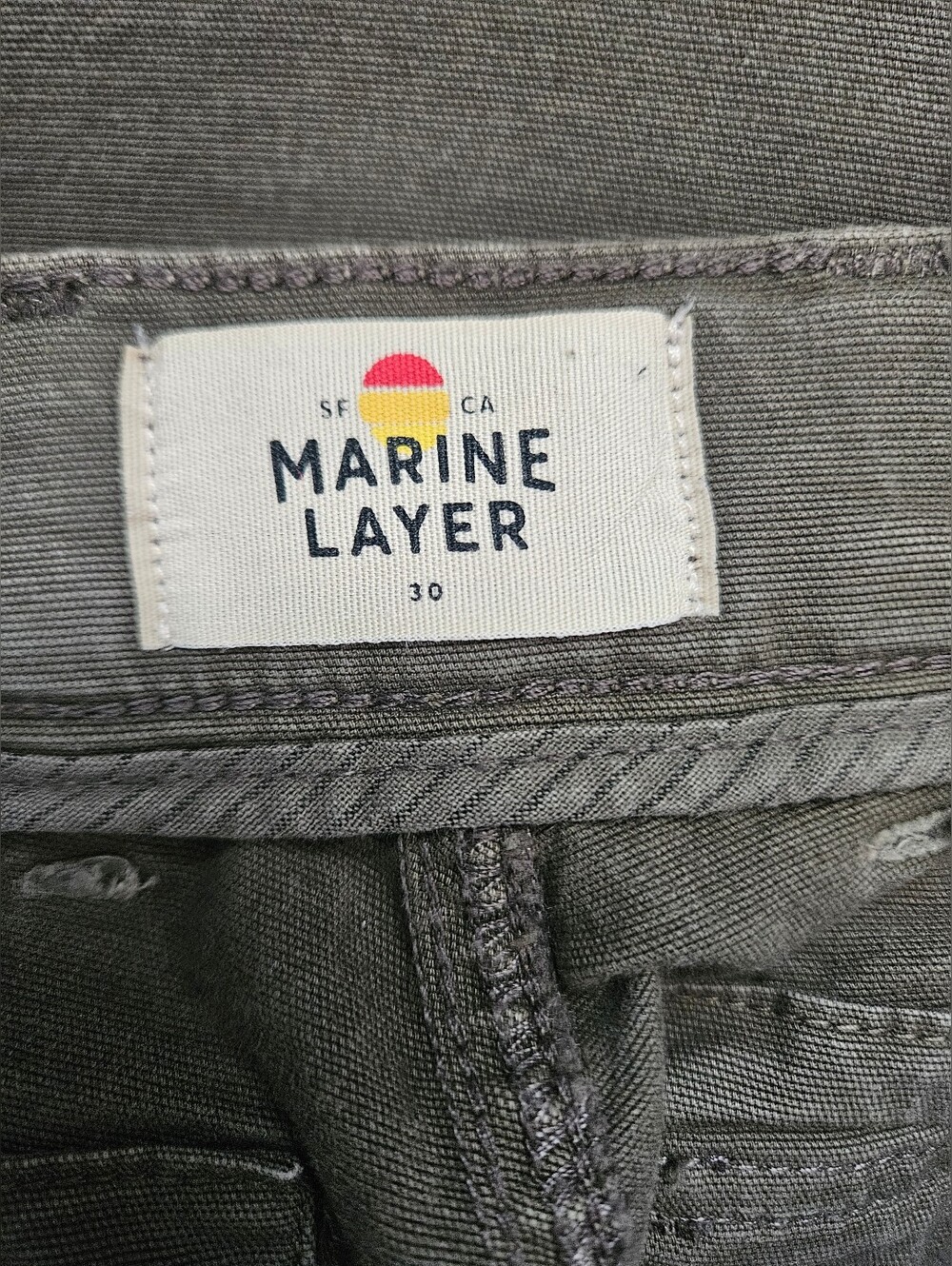 Marine Layer Olive Green Utility Mid-rise Straight Leg Stretch Pants Size 30 - Picture 12 of 15
